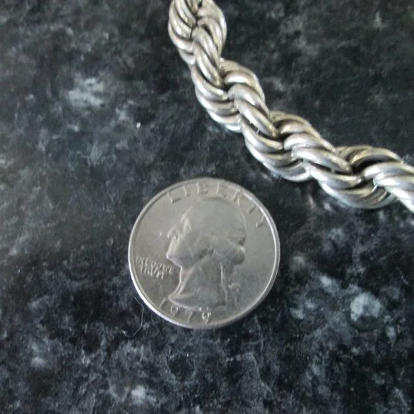 Sterling Silver Bracelet Rope Toggle Clasp Chunky Heavy 51 Grams - Picture 5 of 8